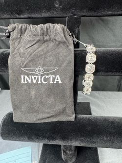 Invicta Elements Men's Iced out Cuban Chain Bracelet, Silver (80847)