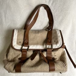 GAP Beige And White Woven Handbag 