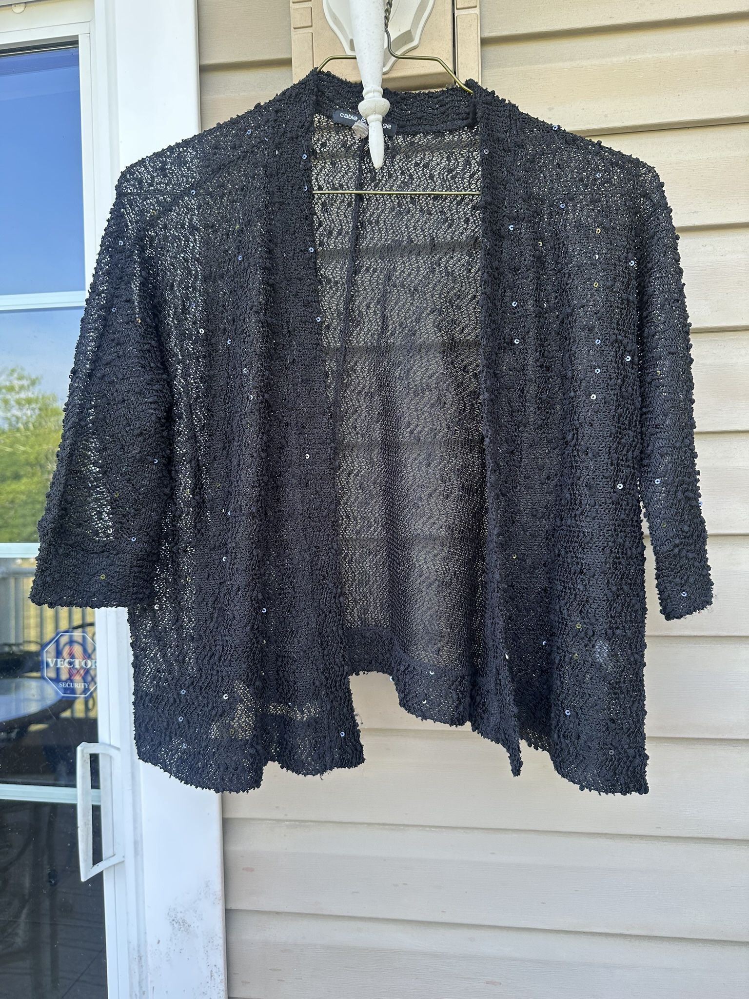 Cable & Gauge semi-sheer Petite Medium black dressy shrug, sweater, cardigan