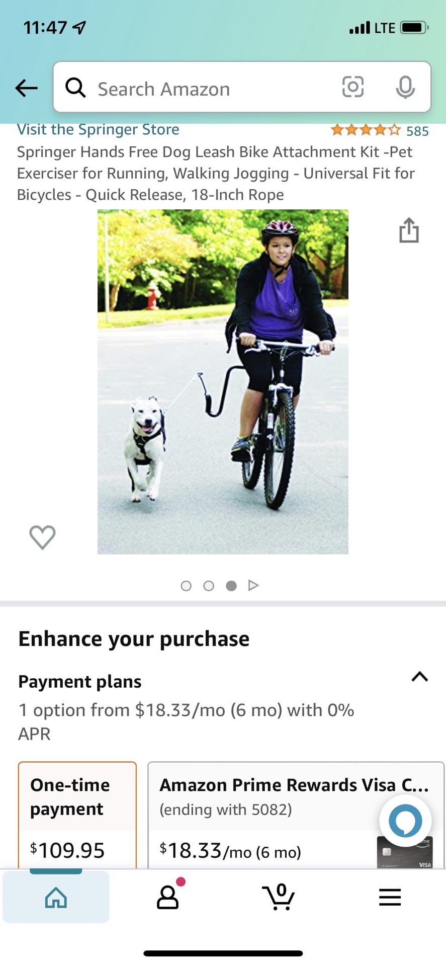 Springer Hands Free Dog Leash Bike Attachment