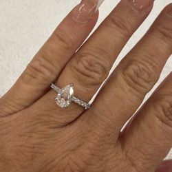 NEW! 1.5CT Pear Cut, Genuine Moissanite Gemstone Engagement Ring, Please See Details 🌼