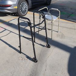 Commode Chair And Walker With Front Wheels 
