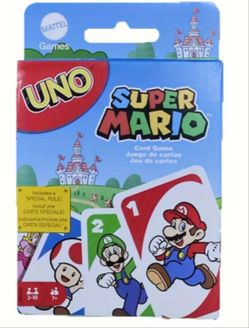 112pcs Mattel UNO Super Mario Theme Cards, Card Game, Play Classic UNO with Your Favorite Characters from The Mushroom Kingdom! Great for Gamers And N