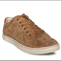 UGG Tomi Women tan brown Suede Leather  Lace Up Sneakers size 9 