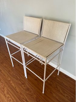 CB2 Bounce Ivory Woven Counter Stools - Set of 2 stools