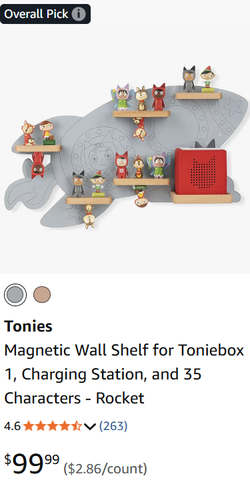 Tonies Magnetic Wall Shelf, Charging Station (Rocket Style)