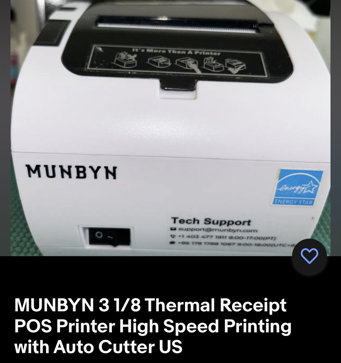 MUNBYN 3 1/8 Thermal Receipt POS Printer High Speed Printing with Auto Cutter US
