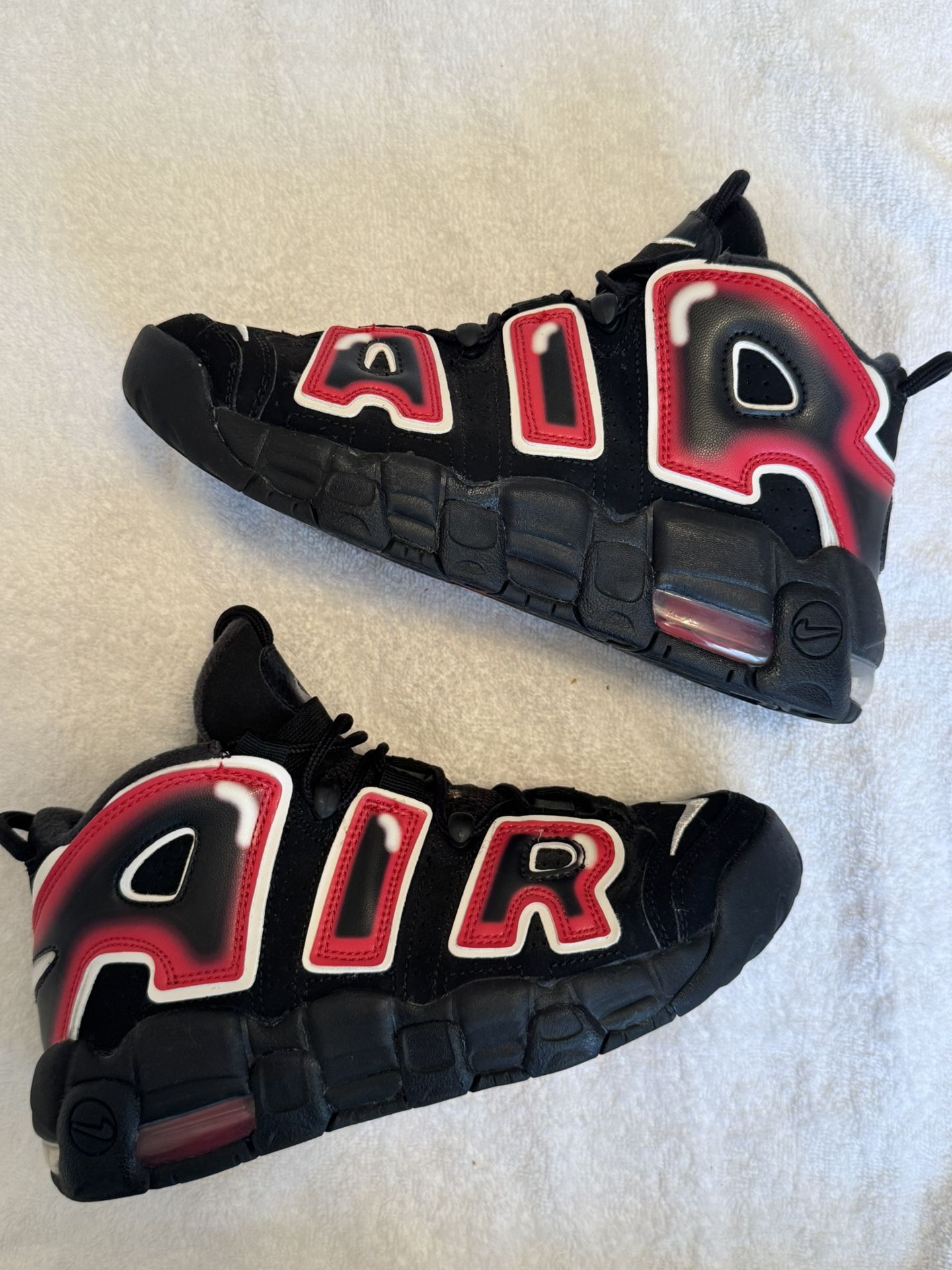 Nike Air More Uptempo Black White Laser Crimson