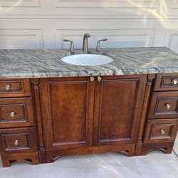 Complete Bathroom set, vanity 60” x 21” w/Granite top, medicine  cabinet