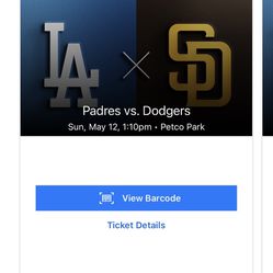 2 Tickets Padres Vs Dodgers 5/12 