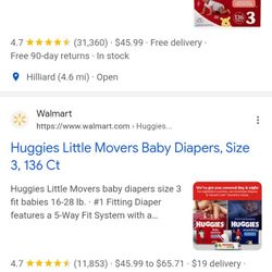 Huggies Lil Movers Size 3 136ct