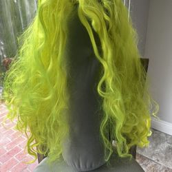 Super fun neon green/yellow synthetic wig