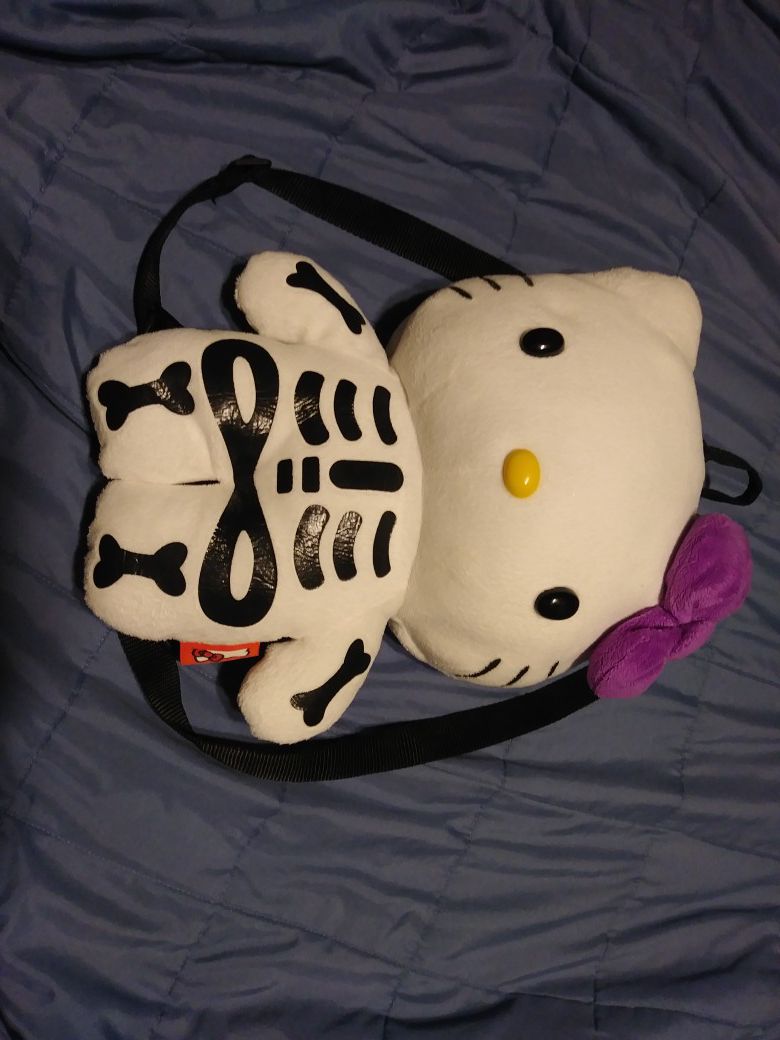 14" Hello Kitty Skeleton Backpack Plush