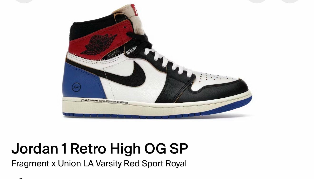 Jordan 1 union fragment varsity red sport 13 men