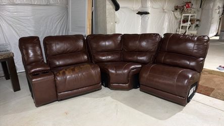 Leather sofa, six set electronic chair