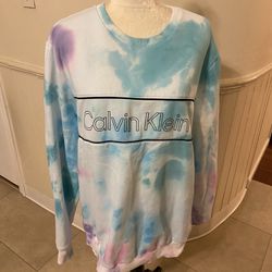 Woman’s Tie Dye Calvin Klein Crew Neck Long Sweatshirt Size X-Large 