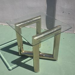 1970s MCM Brass Tone “Z” End Or Side Table Base Karl Springer Style-Mod Art Deco