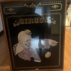 Vintage Black Clown Mirror Circus Poster Advertising  29x23