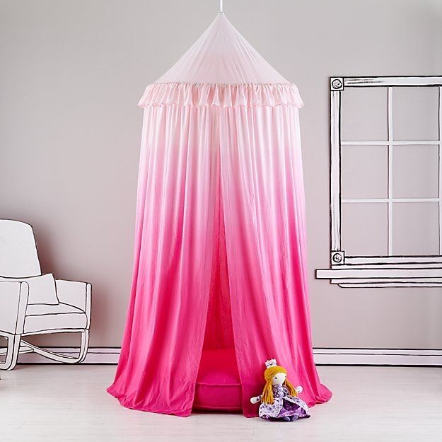 Land Of Nod Crate And Barrel Kids Pink Ombré Play Tent And Cushion