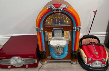 3-Piece Retro Music & Entertainment Set – Jukebox, Radio & Bumper Car Radio – OBO