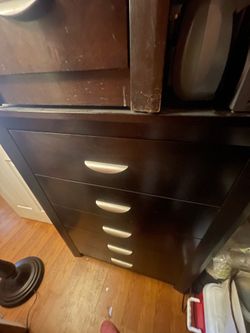 Large dresser & nightstand combo (dark wood)