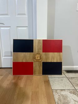 Put it as “man made all natural wood, perfectionally engraved. Brand new!” Size: 24”x34”