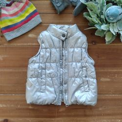 2T SILVER FRONT-ZIP PUFFER VEST
