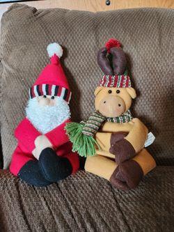 Santa And Reindeer Wine Bottle Holders Set