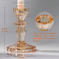 Glass Candlestick Holders Bulk, Gold Taper Candle Holders for Table Centerpiece, Gold Tall Candle Stick Holder Stand for Wedding Decorations, Birthday