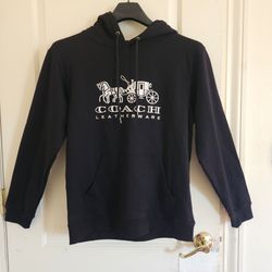 NWT Coach Restored Horse And Carriage Unisex Black/ White Hoodie Sz L