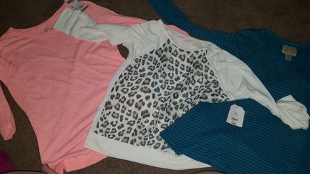 3 brand new shirts for girl size 10/12 with tags