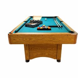 🎱 Vintage Oak Veneer Pool Table – Complete Set