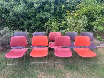 Krueger Matrix MCM Mid Century Multicolor Chrome Stackable 9 Chairs