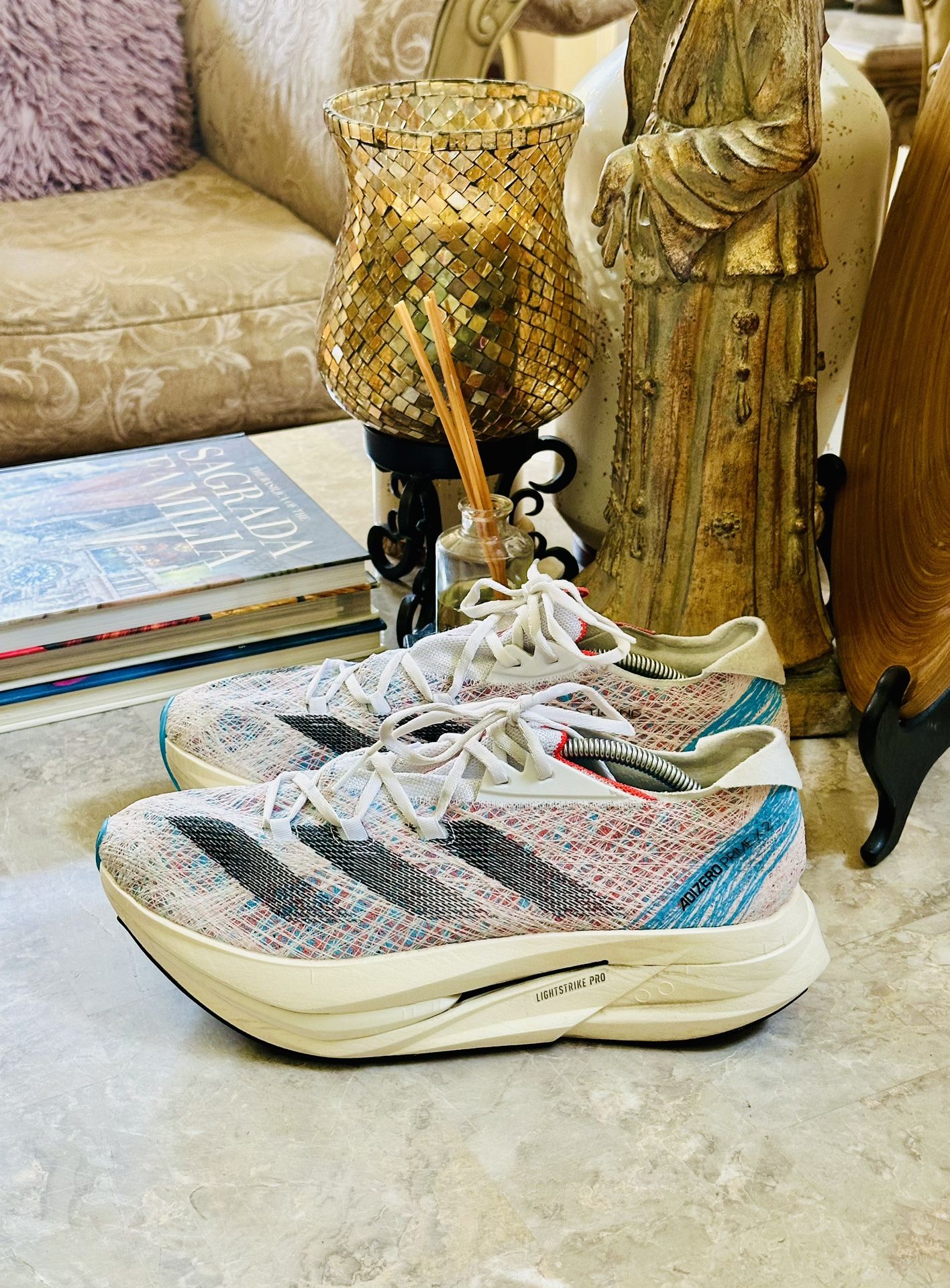 Adidas Adizero Prime X 2.0 Strung White Lucid Cyan Running Shoes Men’s Size 11.5