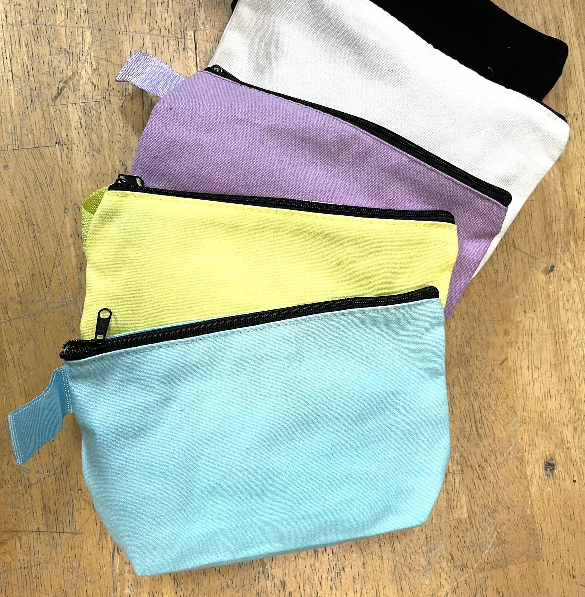 5 Cotton Zippered Pouches. Gifts Kids Packing