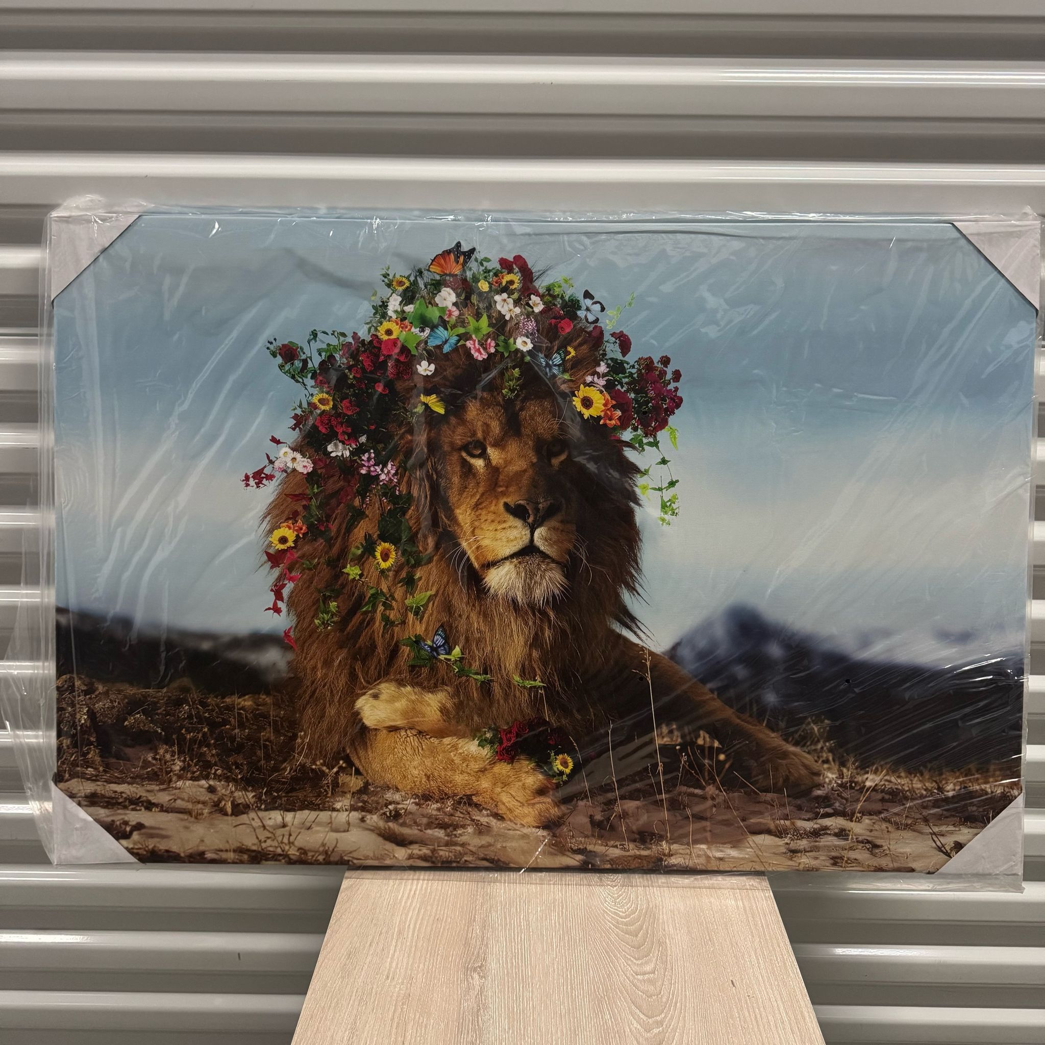 Lion Picture Canvas Wall Art: Animal Wildlife Painting Print African Floral Wild Lion Portrait