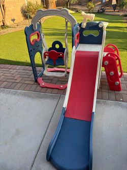 Kids Plastic Slide and Swing Set