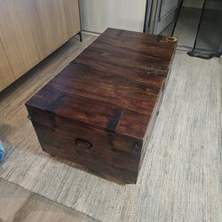 Crate & Barrel Storage Trunk Coffee Table And Side Table