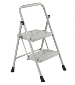 2 Step 28 Inch Heavy Duty Steel Step Ladder with Handrails Gray