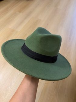 Wide Brim Green Felt Hat