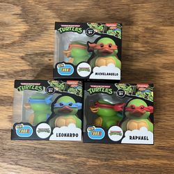 NEW 3x TMNT Mini Tubbz Rubber Duck Teenage Mutant Ninja Turtles Michelangelo Raph Leonardo 1.5"