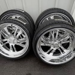 RINES PARA CHEVY C10 5 VIRLOS 5x5 -NEW staggered 22x9 and 22x12 polished wheels