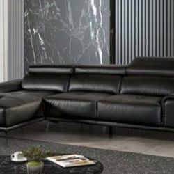 Brand New Black Leather Match Sectional Sofa