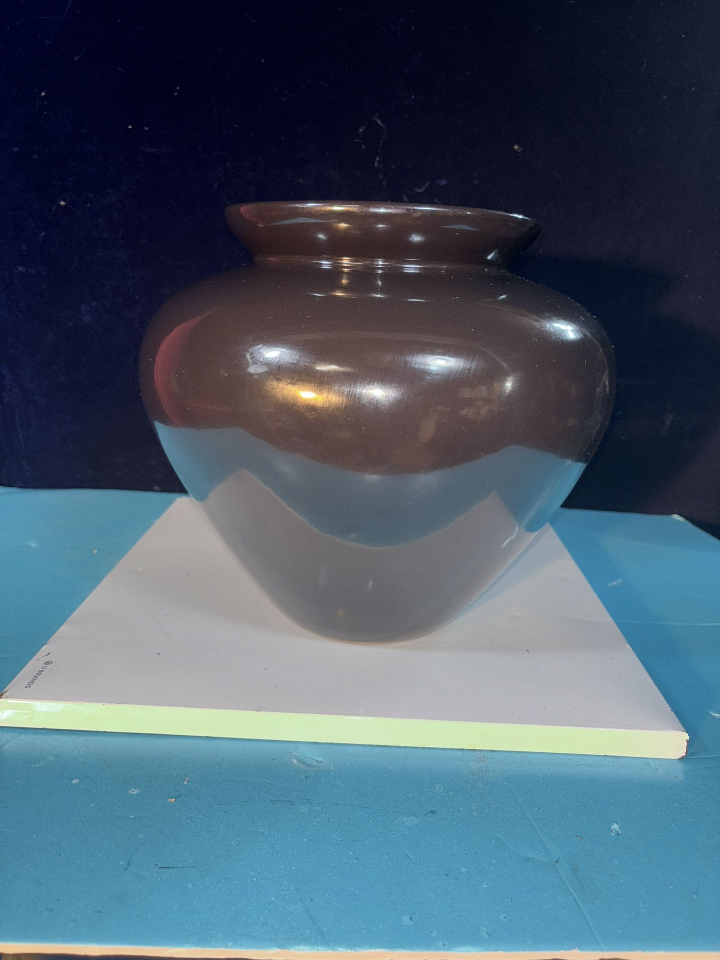 Large Black Glass Vase