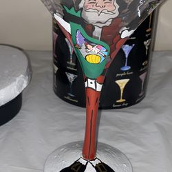 Lolita Love My Martini Glass Hand Painted "naughty Santa" christmas holiday