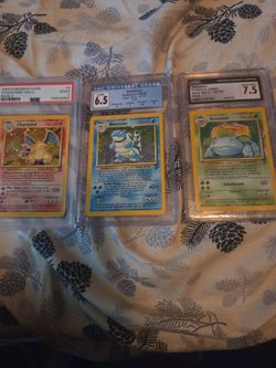 Graded Charizard, blastoise, and venasaur base set 2