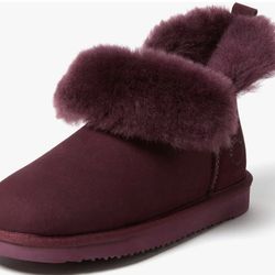 Women's Fireside by Dearfoams Perth Genuine Shearling Foldover Boot Sz 10 New  