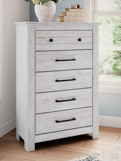 Makidern Whitewash Five Drawer Chest (Online Special Price)