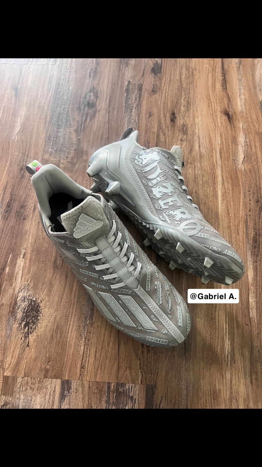Adidas Grey Metallic Silver Adizero Big Mood Football Cleats Size 11.5