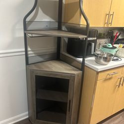 Corner Kitchen Storage Rack / Baker’s Rack with Cabinet – Space Saver